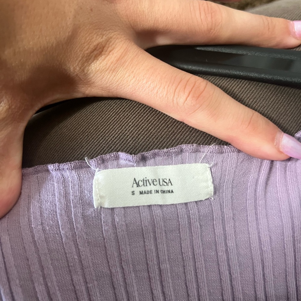Active USA Purple Ribbed Sleeveless Tank Top - Picture 3 of 3